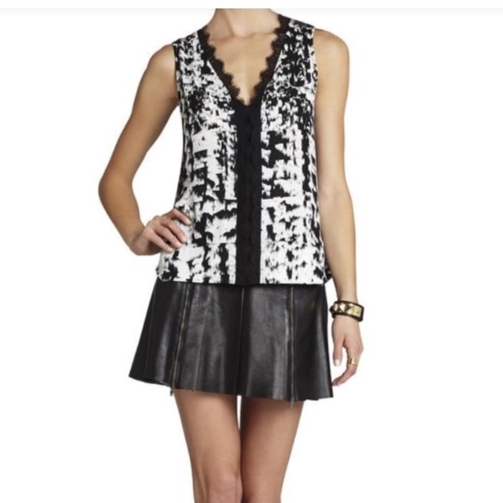 BCBG Coco lace trimmed silk top